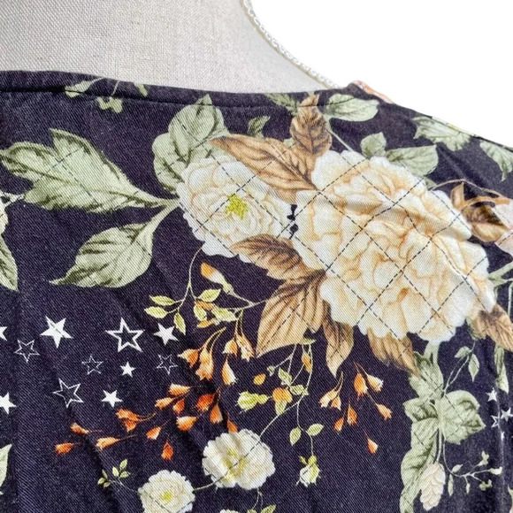 Farm Rio Charcoal Floral Star Boho Kimono Jacket One Size - Picture 13 of 14